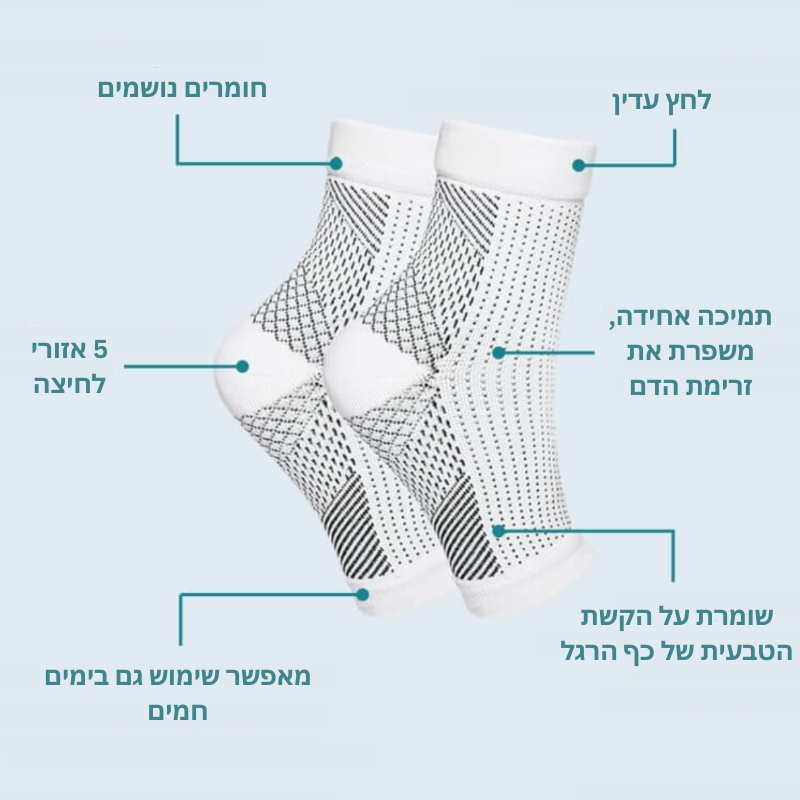 גרבי לחץ לשיפור זרימת הדם והקלה בכאבי רגליים