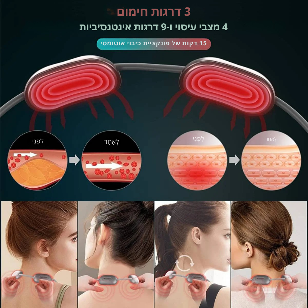 מכשיר EMS לעיסוי הצוואר - לשיכוך כאבים מתמשכים