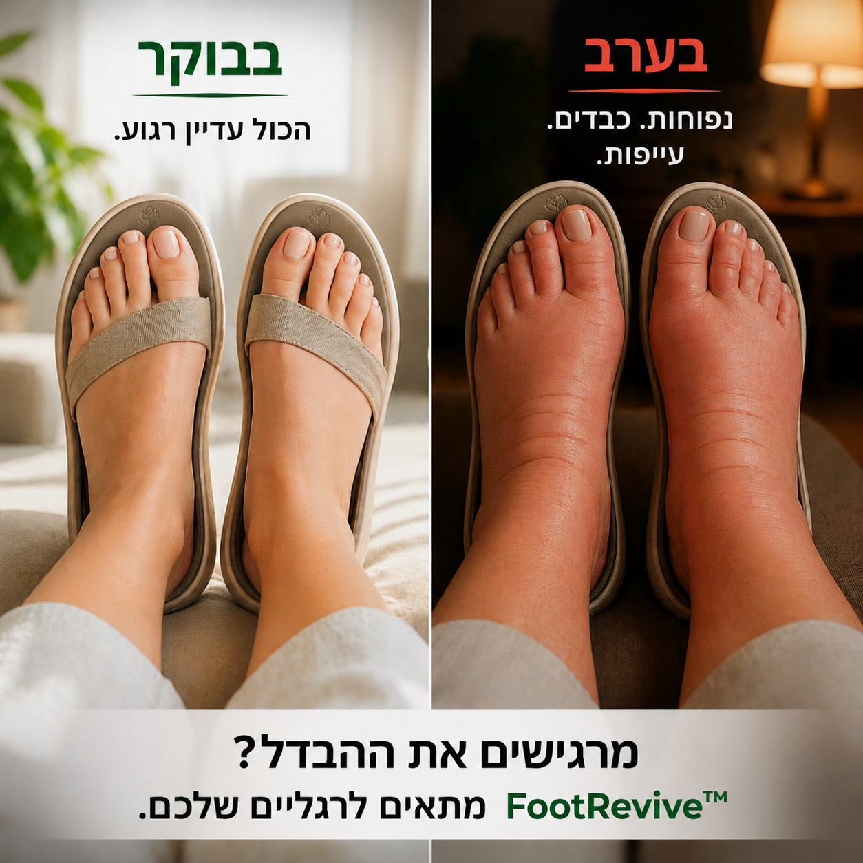 FootRevive™ — לרגליים שנופחות, שורפות ומאבדות תחושה עד הצהריים